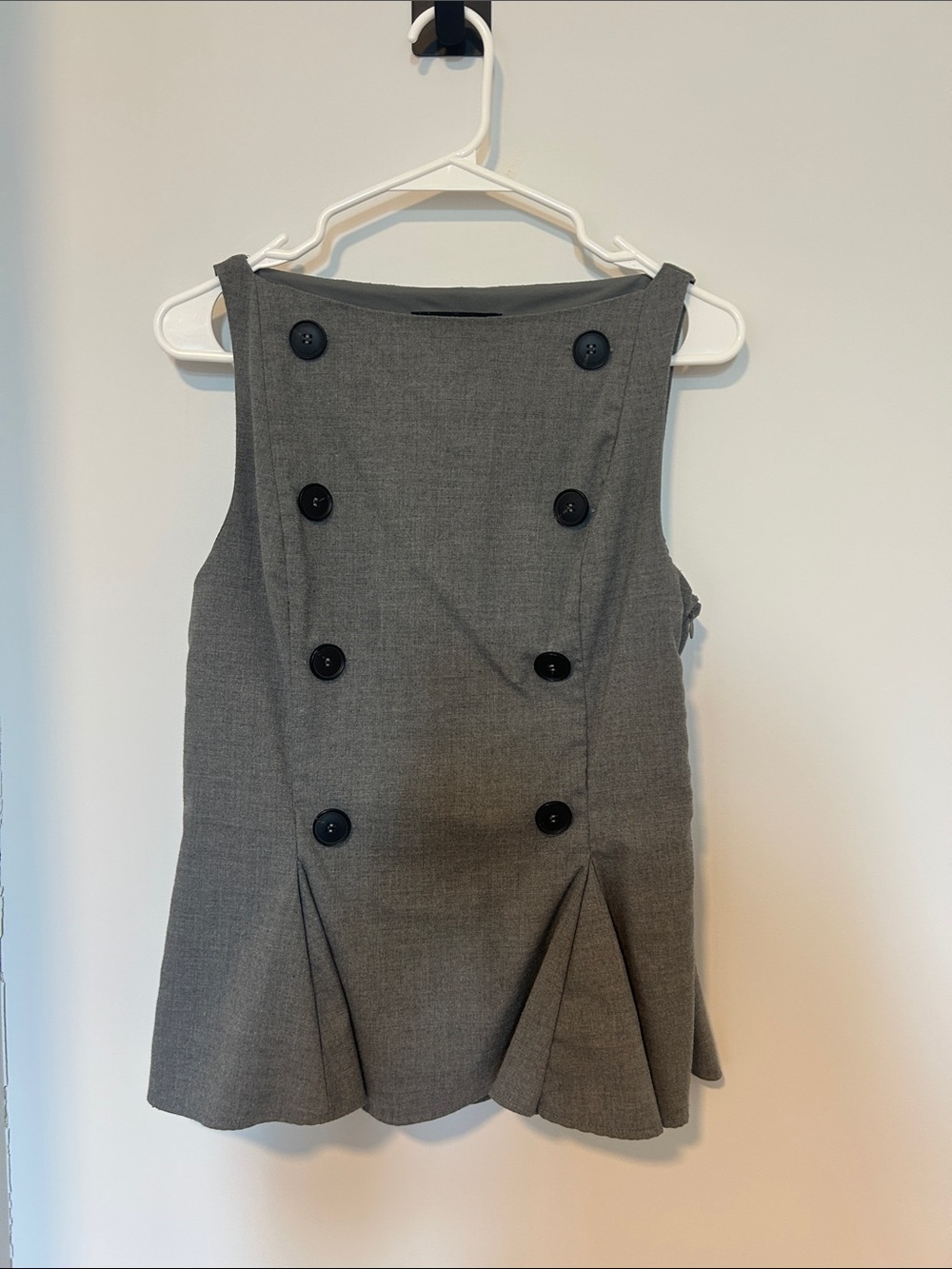 Zara Gray Double-Breasted Pleated Girls Dress